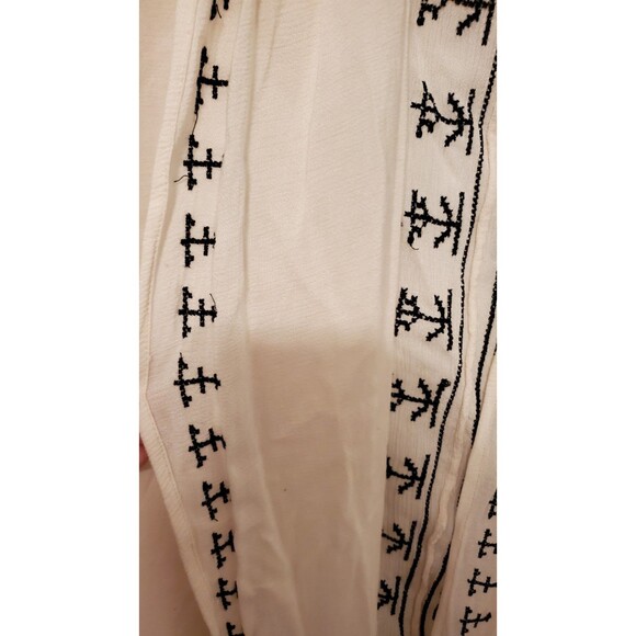 BOBEAU Large Cream Open Front High Low Aztec Design Western Bohemian Cardigan - Picture 2 of 5